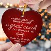 Thank You Football Coach Personalized Heart Shaped Ceramic Ornament 2 - Coach Gifts Store