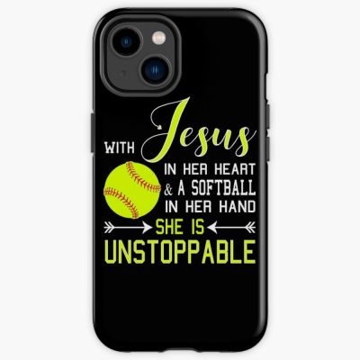 With Jesus In Her Heart And A Softball In Her Hand She Is Unstoppable Iphone Case Official Coach Gifts Merch