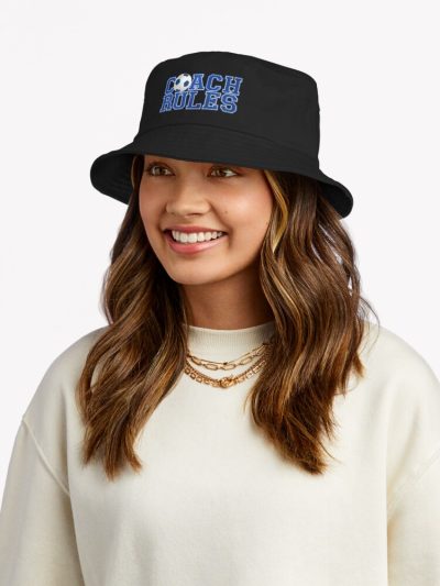Coach Rules, Sporty Soccer Coach Graphic Design. Great Appreciation Birthday Or Christmas Gift For Coaches, Or Anyone Who Adores Their Soccer Coach. Bucket Hat Official Coach Gifts Merch