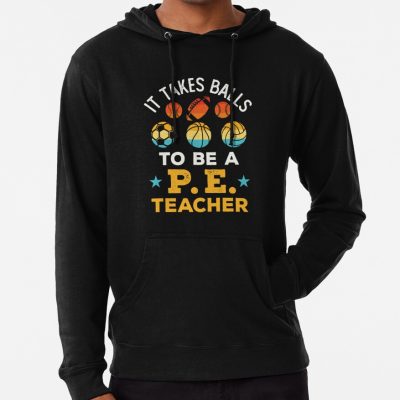 It Takes Balls To Be A Pe Teacher Funny Physical Education Coach Hoodie Official Coach Gifts Merch