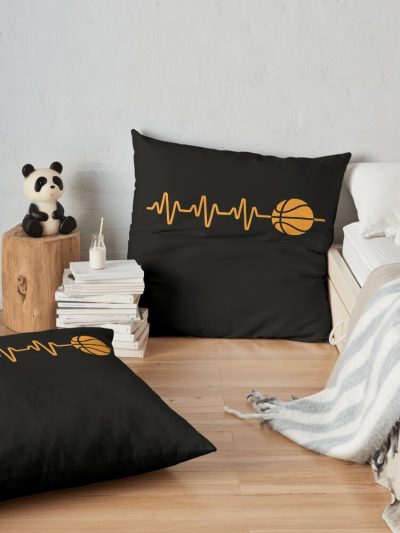 Basketball Heartbeat Gift Love Bball Player Coach Throw Pillow Official Coach Gifts Merch