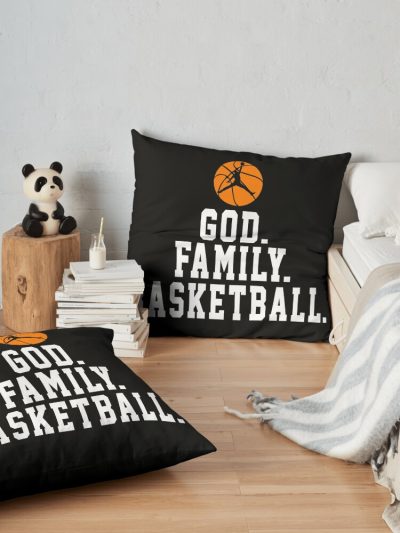 Basketball T-Shirt Hoodie Tanktops - God Family Basketball Funny Gift Ideas For Friend Coach Team Teacher Player Team Mom Dad Father Mother Day Throw Pillow Official Coach Gifts Merch