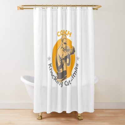 Boxing Coach: Knocking Out Limits Shower Curtain Official Coach Gifts Merch
