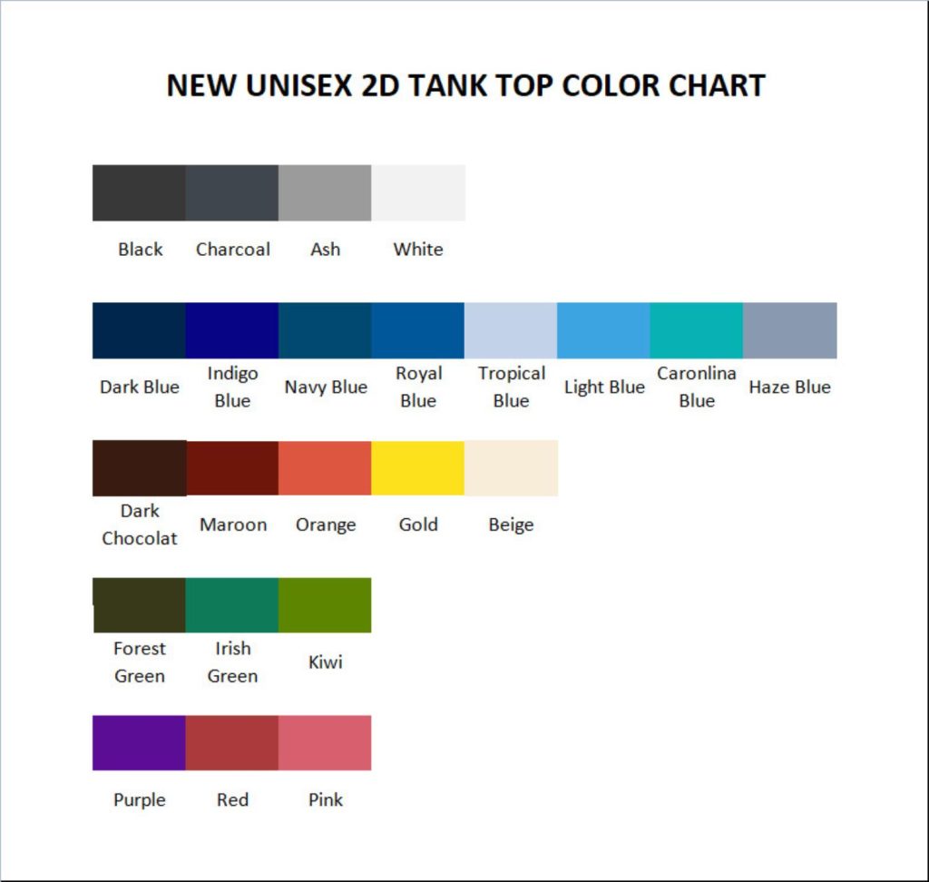 tank top color chart - Coach Gifts Store