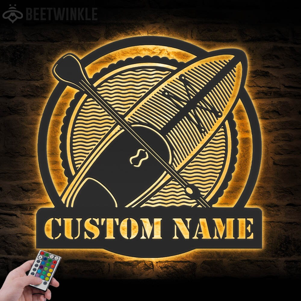 Custom Name Paddleboarding Metal Sign Light